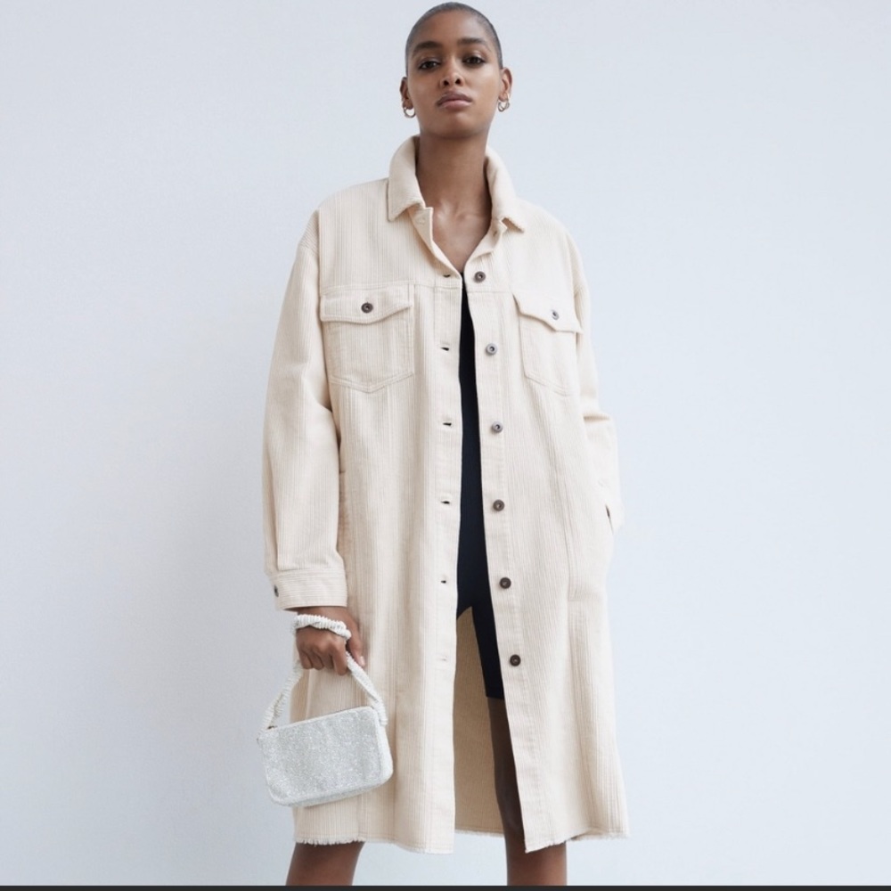 NWT ZARA | Corduroy Long Overshirt Ecru